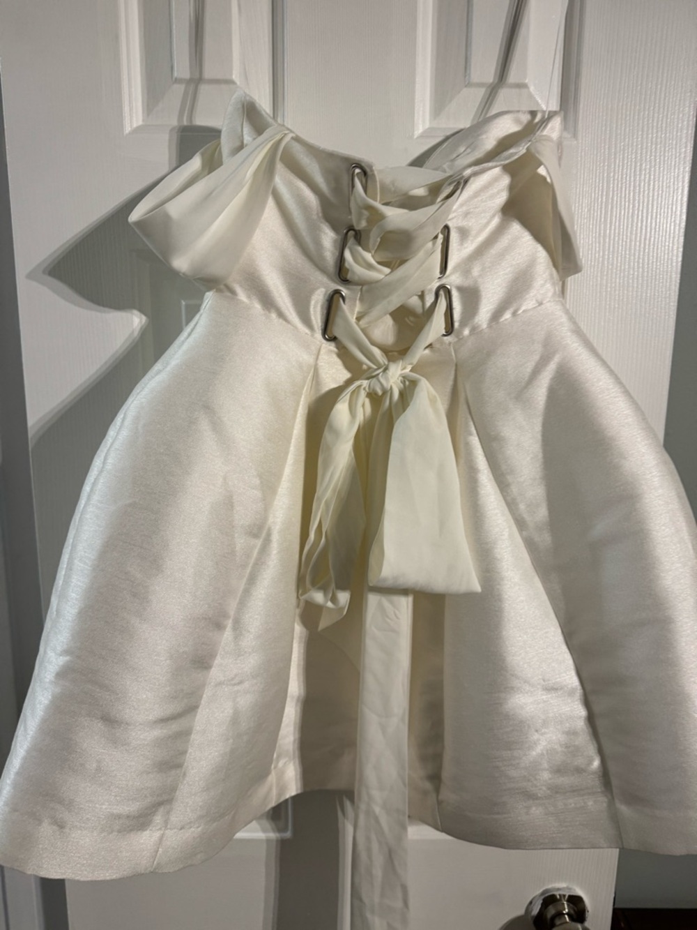 BHLDN Ivory Off-the-Shoulder Mini Dress with Knotted Sleeves - Picture 7 of 11